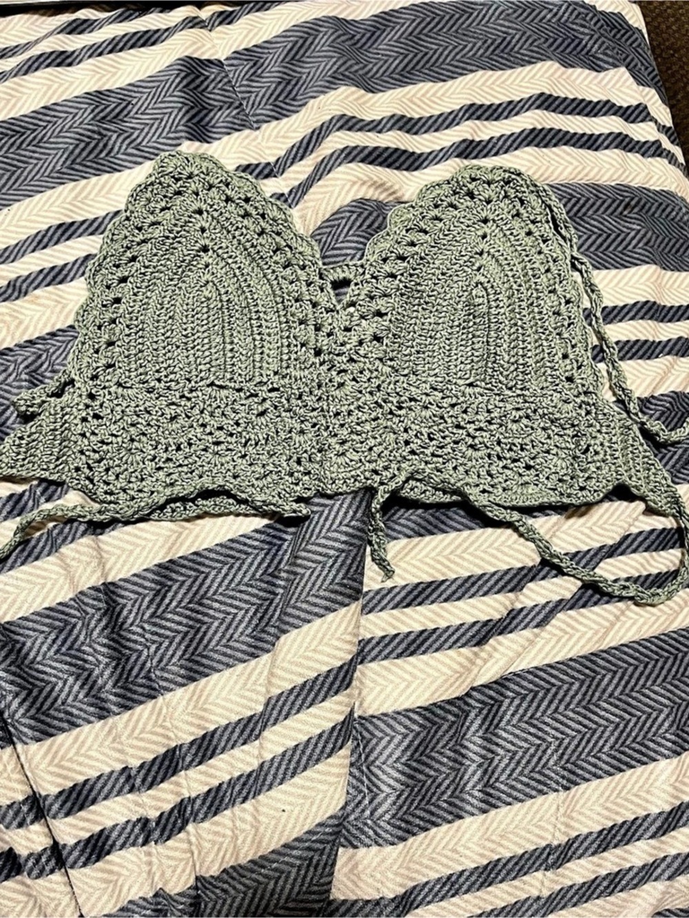 Green Crochet Halter Neck Bikini Top